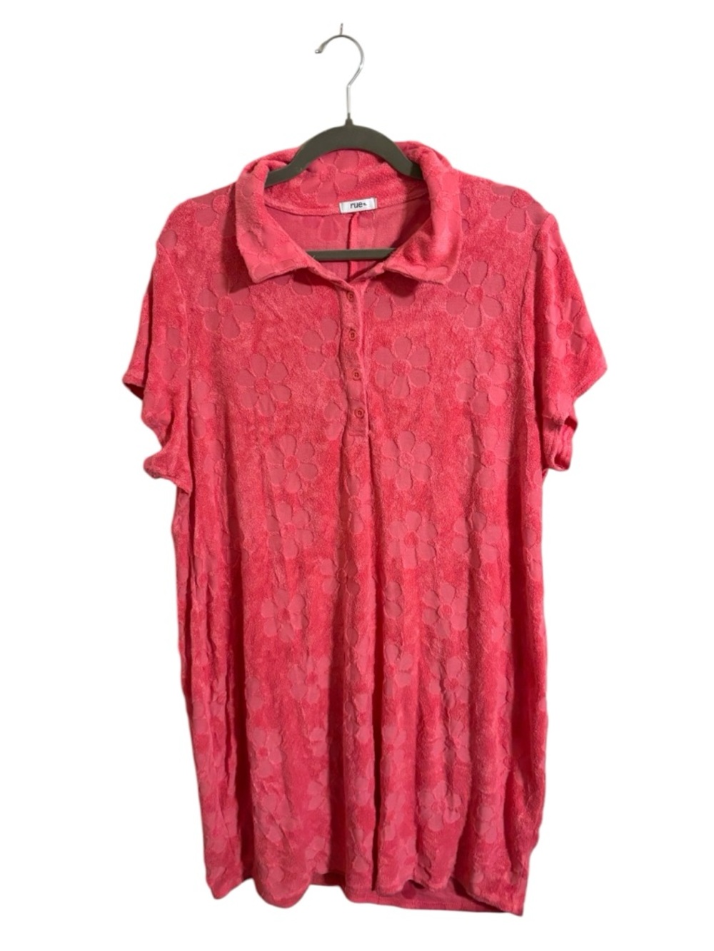 Rue 21 Plus Pink Flower Terry Cloth Short Sleeve Dress